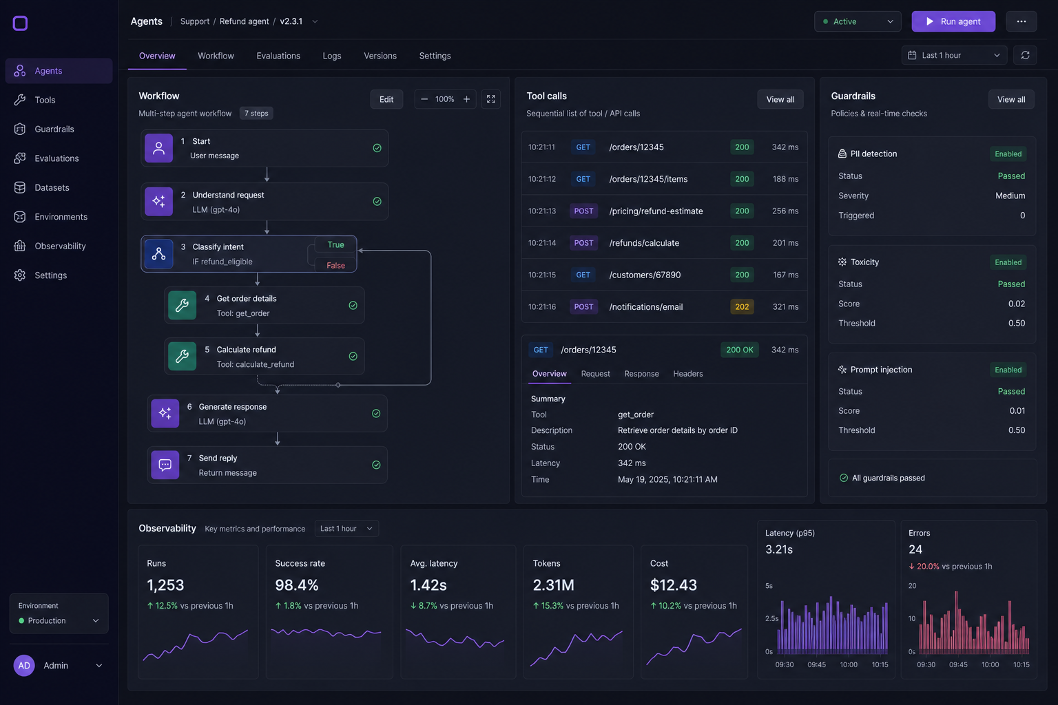AI agents development with tool-use and multi-step workflows