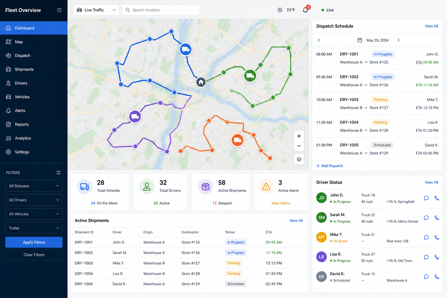 Logistics software development for fleet tracking and dispatch