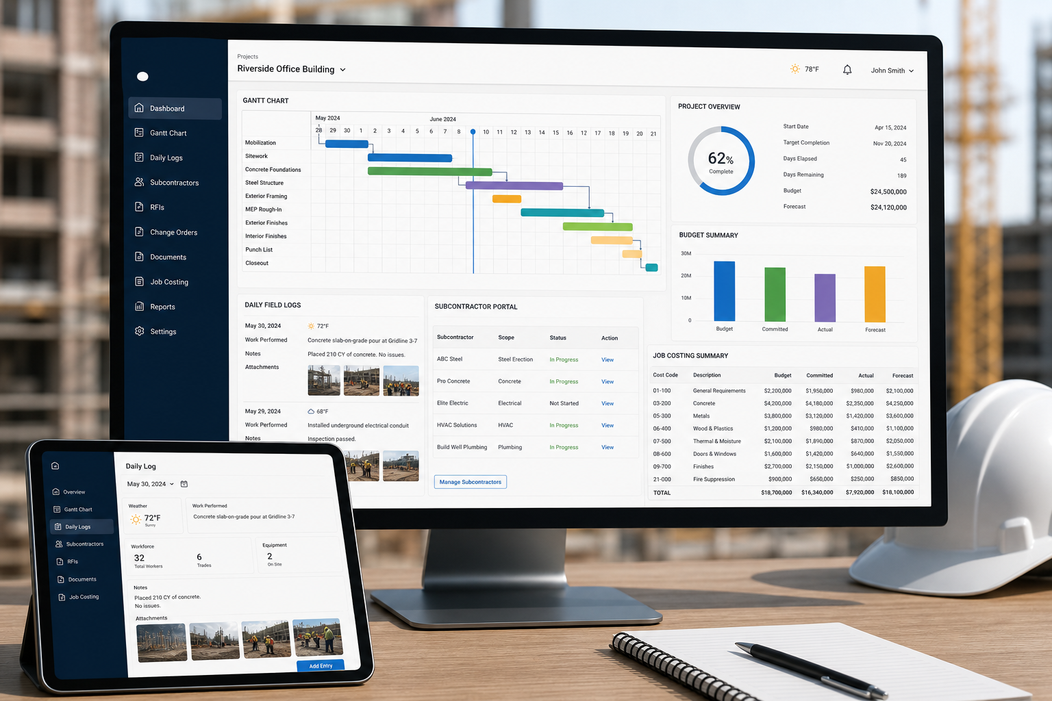 Construction project management software with field crew mobile apps