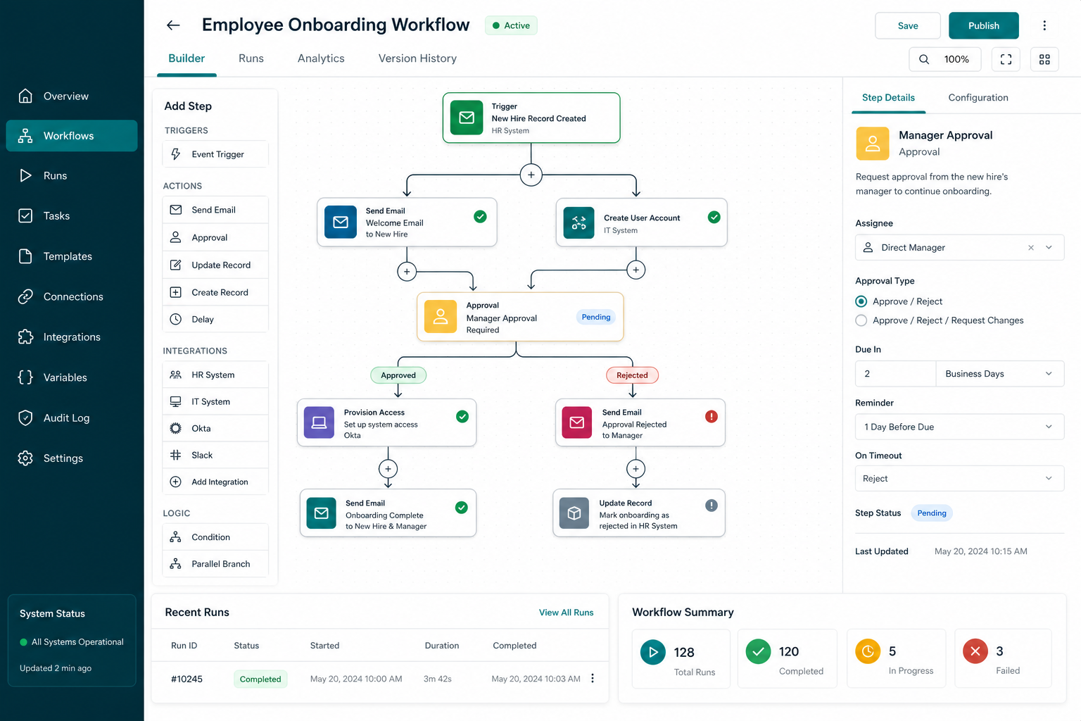 Workflow automation software connecting approvals, notifications, and integrations